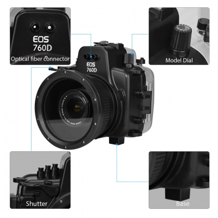 Caisson seafrogs &eacute;tanche pour Canon EOS 760D (18-55mm)