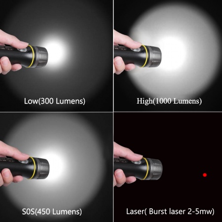 Lampe torche de plong&eacute;e sous-marine 1000 Lumens