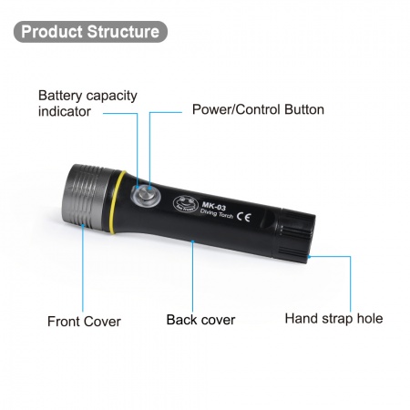 Lampe torche de plong&eacute;e sous-marine 1000 Lumens