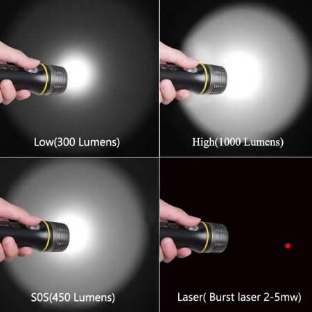 Lampe torche de plong&eacute;e sous-marine 1000 Lumens