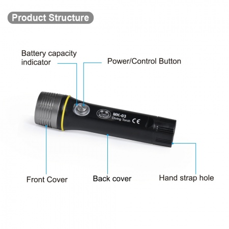 Lampe torche de plong&eacute;e sous-marine 1000 Lumens