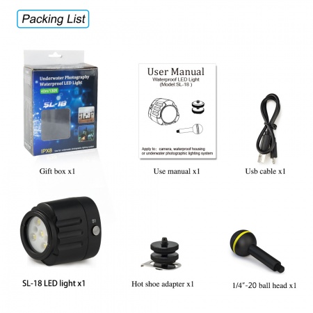 SEAFROGS Lampe Vid&eacute;o SL-18 1000 Lumens compatible GoPro 13/12/11/10/9