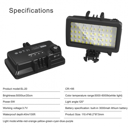 SEAFROGS Lampe Vid&eacute;o SL-20 5000 Lumens