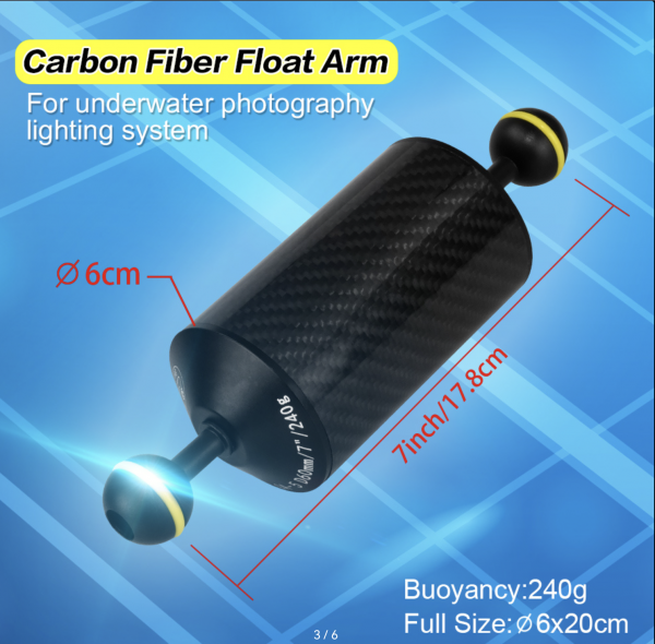Bras flottant en fibre de carbone avec double rotule 7\  