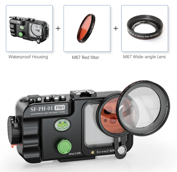 Caisson pour Smartphone + Filtre Rouge OS + Fish Eye